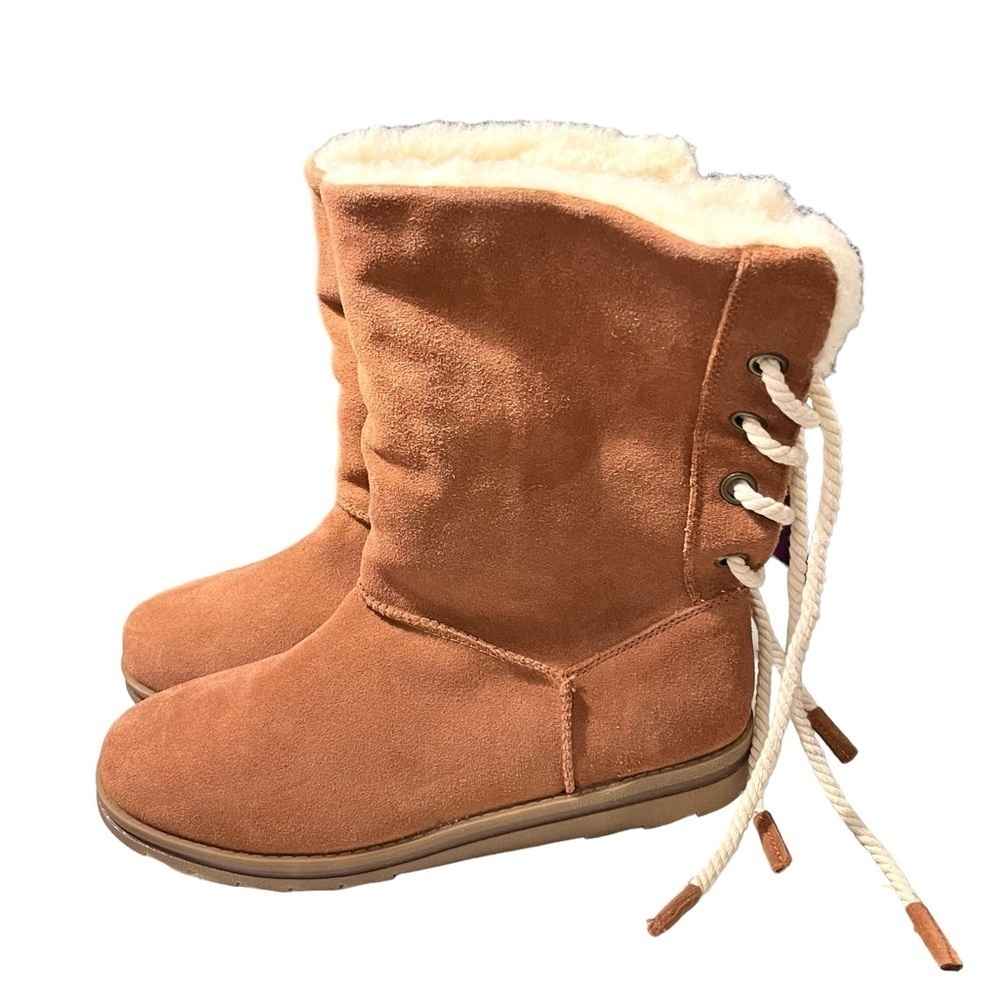 Muk Luks Ziggy Rodeo Suede Boots With Wool Lining Size 8.5M Cognac